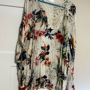 Floral Boho Blouse with Crochet Detail